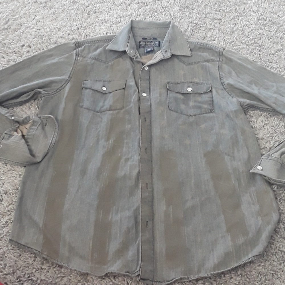 FINAL DROP💵AMERICAN RAG Flag Print DENIM Shirt